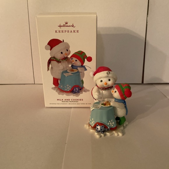 Hallmark Other - 12th Making Memories MILK AND COOKIES 2019 Hallmark Ornament Snowman Cat